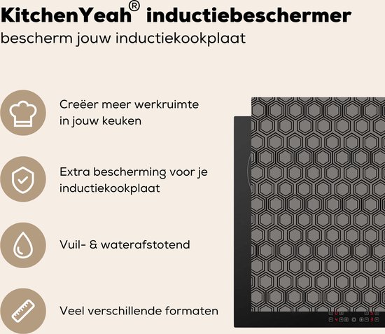 KitchenYeah® Inductie beschermer 80x52 cm - Patroon - Grijs - Zwart - Kookplaataccessoires - Afdekplaat voor kookplaat - Inductiebeschermer - Inductiemat - Inductieplaat mat