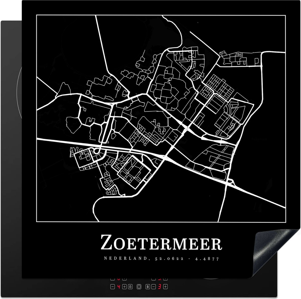 Inductie beschermer - Inductie Mat - Kookplaat beschermer - Stadskaart - Zoetermeer - Kaart - Plattegrond - Inductie beschermer - Inductie Mat - Kookplaat Beschermer - 78x78 cm - Afdekplaat inductie - Inductiebeschermer