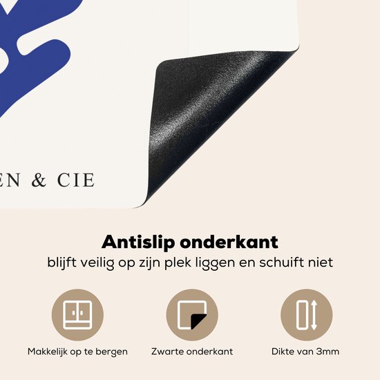KitchenYeah® Inductie beschermer 65x52 cm - Abstract - Blauw - Kunst - Matisse - Kookplaataccessoires - Afdekplaat voor kookplaat - Inductiebeschermer - Inductiemat - Inductieplaat mat