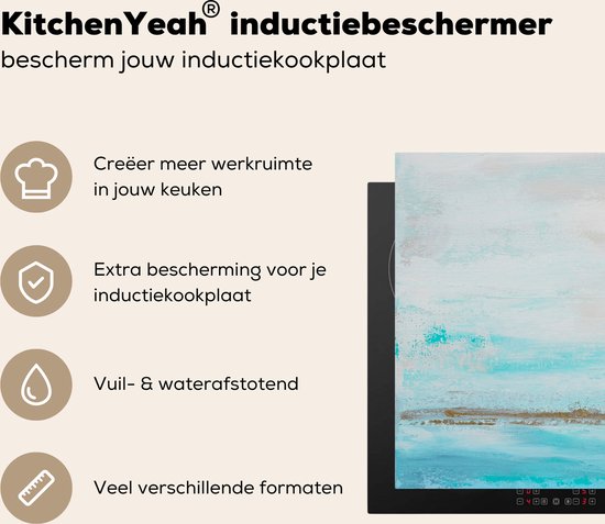 KitchenYeah® Inductie beschermer 80.2x52.2 cm - Verf - Schilderij - Abstract - Blauw - Kookplaataccessoires - Afdekplaat voor kookplaat - Inductiebeschermer - Inductiemat - Inductieplaat mat