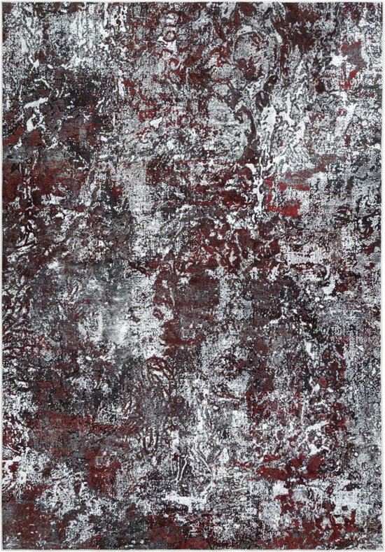 Nostalgie Abstrait Rectangle Poils Ras Tapis Lavable Antidérapant Salon Chambre Rouge - 120x160 CM