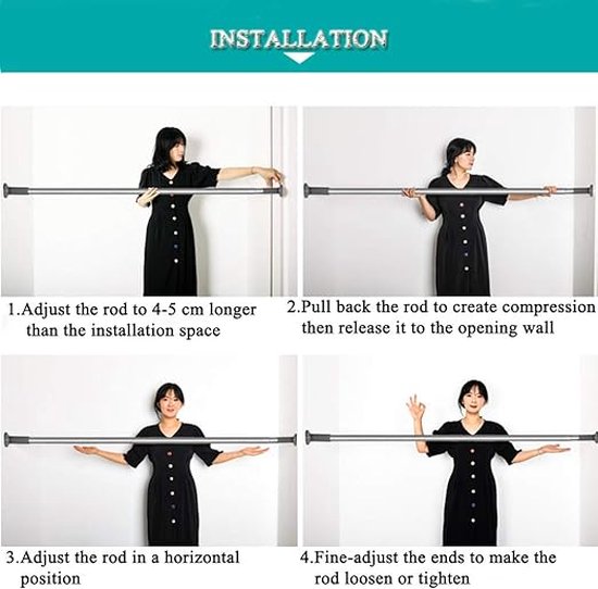 gordijnroede kledingstang, douchegordijnstang, extra lang