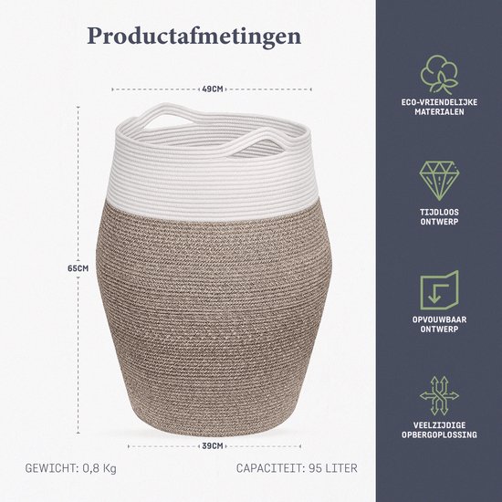 Wasmand Set van 2 Taupe Uitklapbare Poten