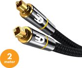 Drivv. Câble Optique Toslink Premium Nylon - Câble Audio Optique - Male à Male - 2 mètres - Zwart