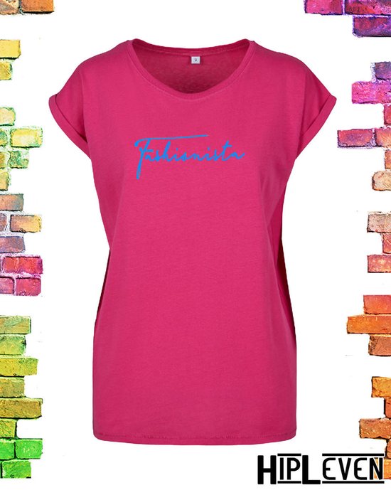 Fuchsia roze shirt met print Fashionista | roze/ XXL (44-46)