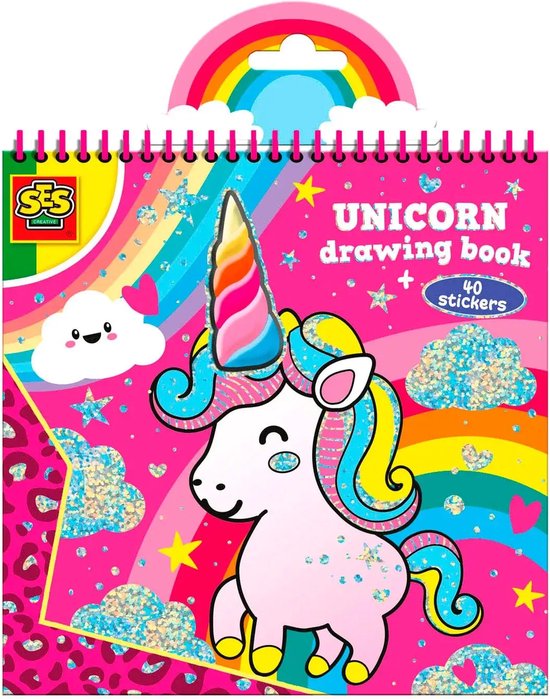 SES - Unicorn kleurboek - met glitterstickers - SES