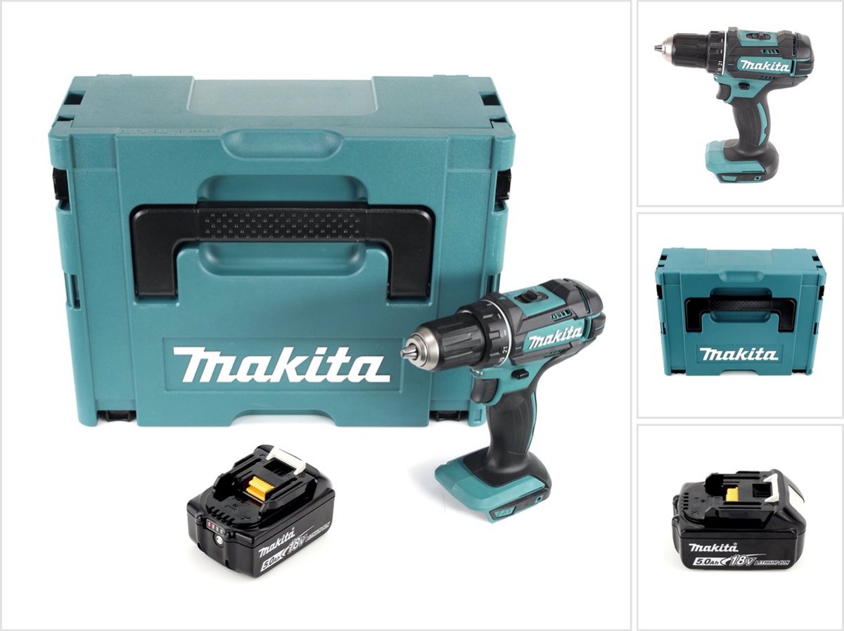 Makita DDF 482 T1J accuboormachine 18 V 62 Nm + 1x accu 5,0 Ah + Makpac - zonder oplader