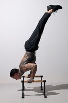 Social Training Club presents: Houten Parallettes voor Calesthenics - CrossFit - Turnen - Gymnastiek – Push Up Bar - Handstand & Opdruksteun Hout - Fitness & Krachttraining – Metalen Frame - 30cm Hoog