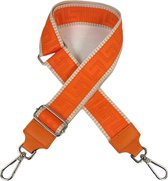 Qischa® Bag strap - Tassenriem - Schouderband - Schouderriem - Tassen Riem - Tas Hengsel - Verstelbare Riem - oranje, beige - zilveren hardware