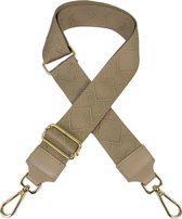 Qischa® Bag strap - Tassenriem - Schouderband - Schouderriem - Tassen Riem - Tas Hengsel - Verstelbare Riem - beige taupe - gouden hardware