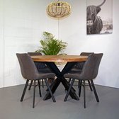 Table à manger Mango Ronde - 120 cm - Épaisseur plateau 6 cm - Pied araignée 5x10 petit - Naturel finition laque