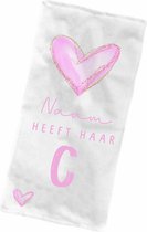 Strandlaken-badhanddoek hart met naam kind-heeft haar C diploma-meisje-cadeau afzwemmen-handdoek voor kinderen met eigen naam