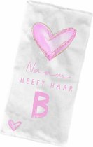 Strandlaken-badhanddoek hart met naam kind-heeft haar B diploma-meisje-cadeau afzwemmen-handdoek voor kinderen met eigen naam