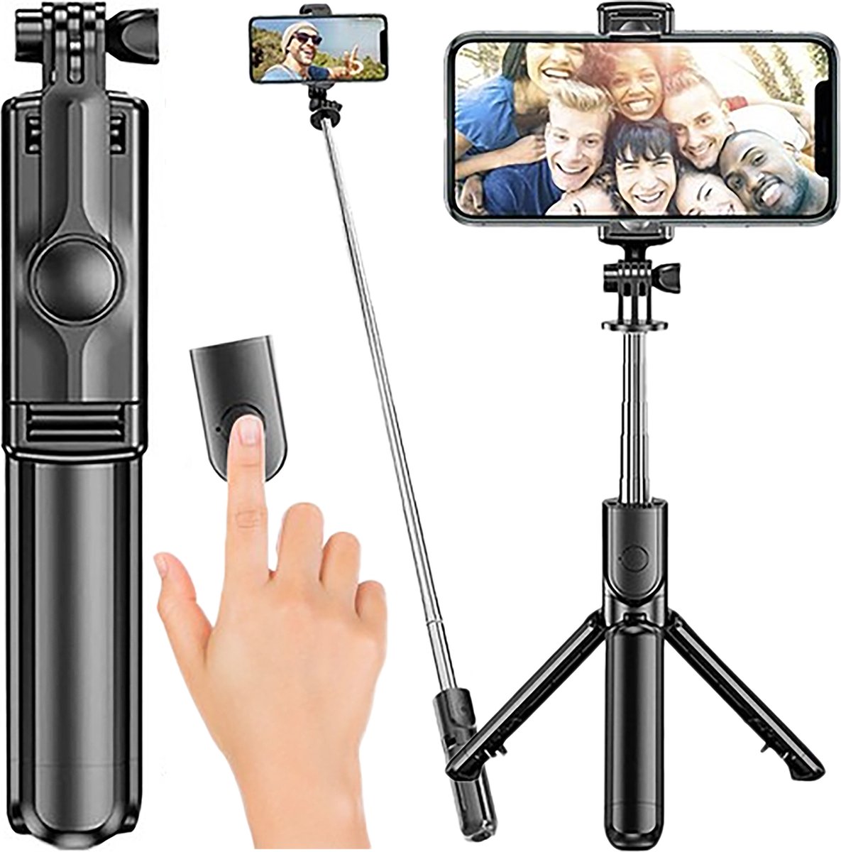 Selfie Stick Universeel - Tripod - 3in1 SelfieStick - Bluetooth - Selfie Stick met Statief - Selfie Stick Tripod - iPhone - Samsung - Incl. Afstandsbediening
