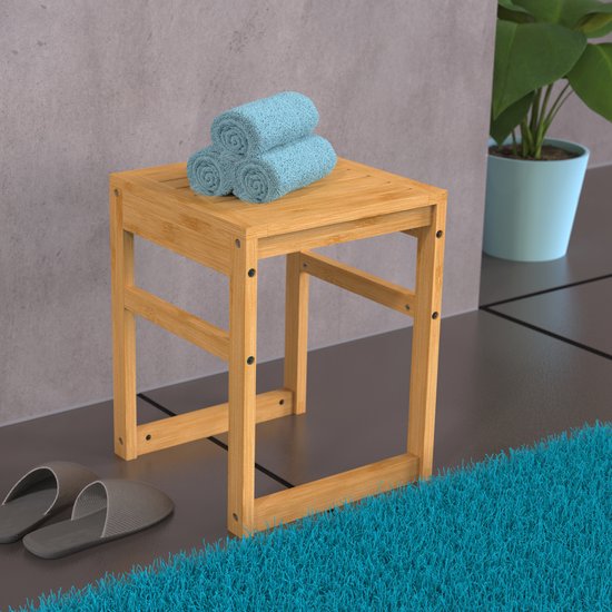 Tabouret de salle de bain avec étagère, 40 x 25 x 46 cm