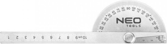 Gradenboog met liniaal - 100mm - 180 graden - RVS