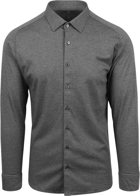 Desoto - Overhemd Strijkvrij Kent Melange Grijs - Heren - Maat S - Slim-fit