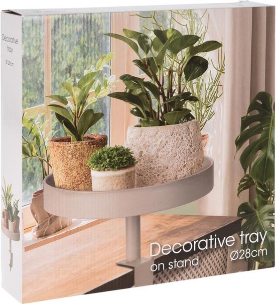 Table d'appoint avec pince - Table d'appui de fenêtre ronde avec pince - métal - Ø28 cm - taupe