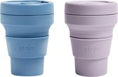 STOJO - Opvouwbare Beker - To Go - Steel & Lilac - 355ml - Herbruikbaar - Reusable Cup - Set van 2 Stuks