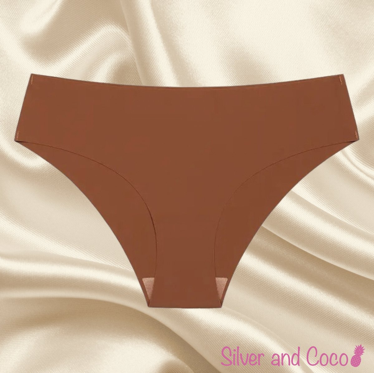 SilverAndCoco® - Naadloze Onderbroek / Seamless Broekje Dames / Zacht Brazilian Slipje / Naadloos Stretch Ondergoed Vrouw / Hipster Dames Lingerie Broekje Slip - Bruin Small