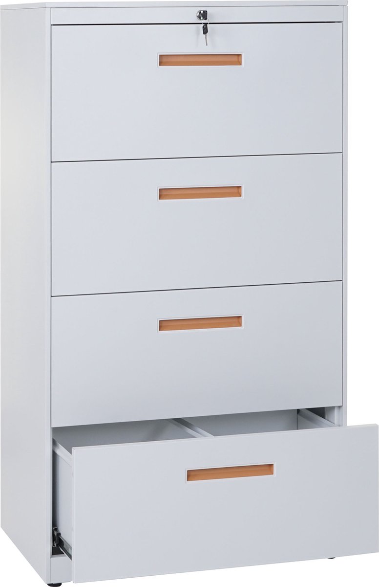 Cosmo Casa Hangend Archiefkast - Archiefkast - Kantoor Kast - Stalen Kast - A4 Slot - 132x76x46cm - Wit
