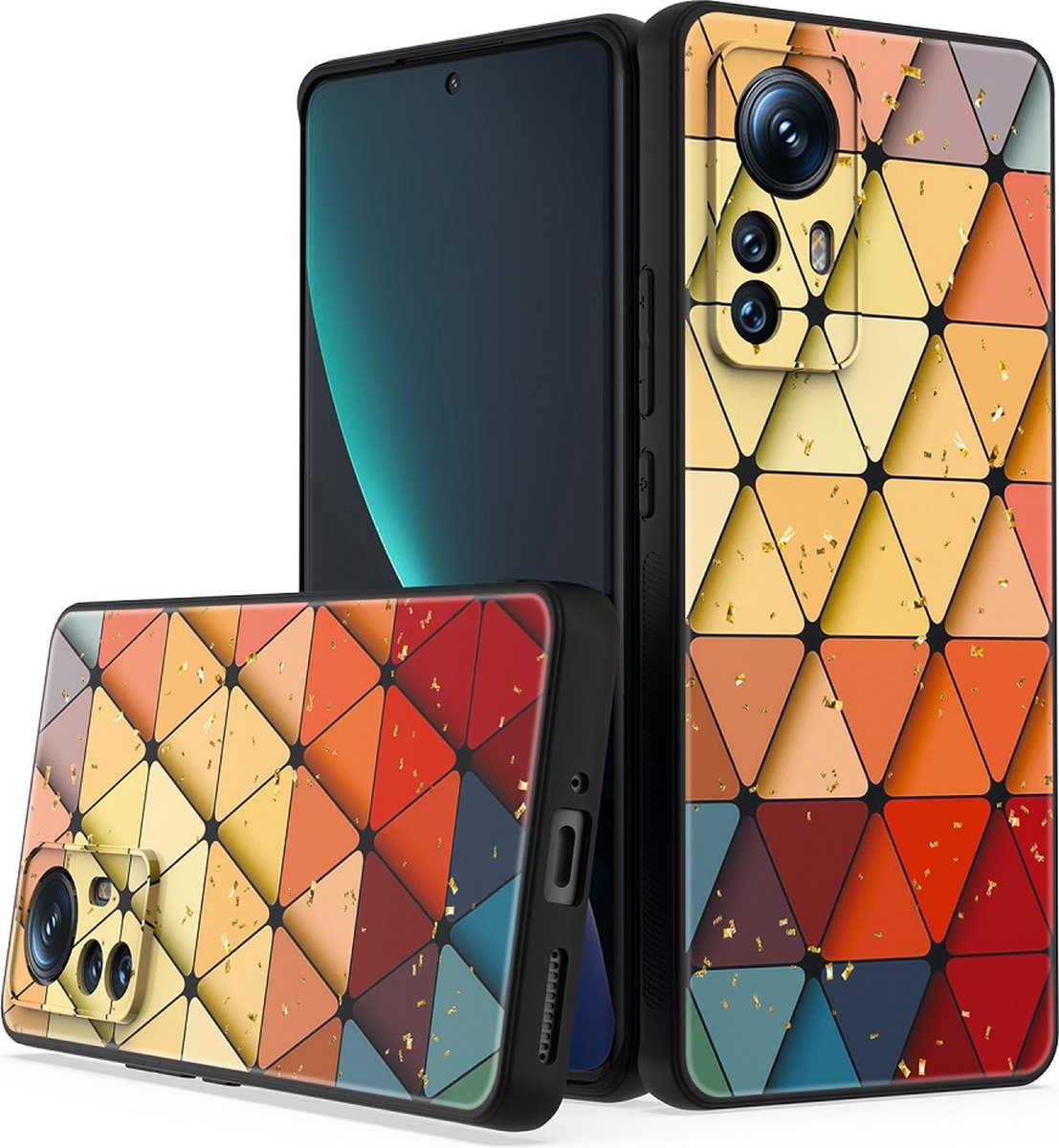 Silicone Hoesje Print - Backcover - Geschikt voor Xiaomi 12 Pro - Marmer Triangle