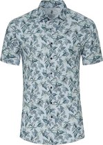 Desoto - Short Sleeve Jersey Overhemd Print Lichtblauw - Heren - Maat L - Slim-fit