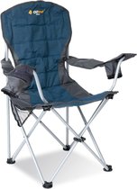 Oztrail Deluxe Arm Camping Chair with Attached Side Pocket | Blue, 220 KG Load Capacity | Ultra-Large with High Backrest | Comfortable Cushion, Camping, Garden, Balcony, Beach, Folding Chair, Garden Chair, Fishing Chair