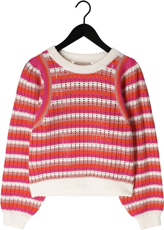 Freebird Knit-point-stripe-cot-23-1 Truien & vesten Dames - Sweater - Hoodie - Vest- Roze