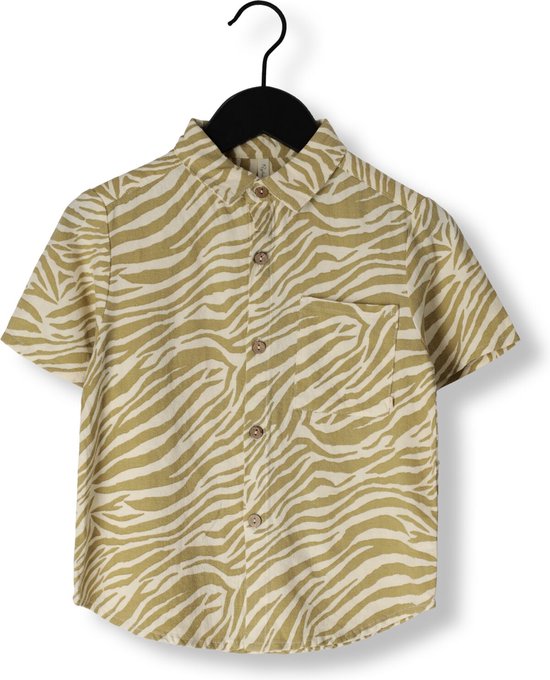 Rylee + Cru Collared Short Sleeve Shirt Overhemden Unisex - Beige - Maat 140/152