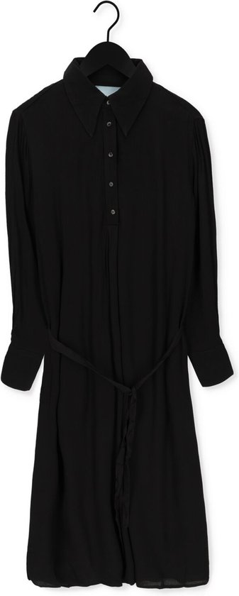 Minus Lasina Solid Shirtdress Jurken Dames - Kleedje - Rok - Jurk - Zwart - Maat 36
