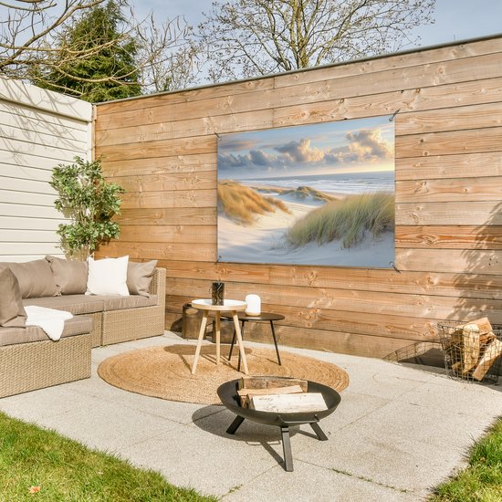 Affiche de jardin plage - Décoration de jardin dunes - 120x80 cm - Affiche nature pour le jardin - Décoration extérieure - Tableau de jardin de clôture - Décoration murale toile de jardin - Décoration murale balcon