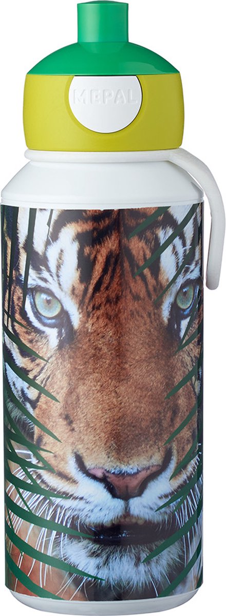 Bol.com Mepal pop-up drinkfles Campus - 400 ml – Sluit goed af – Drinkbeker voor kinderen – Animal Planet Tijger aanbieding