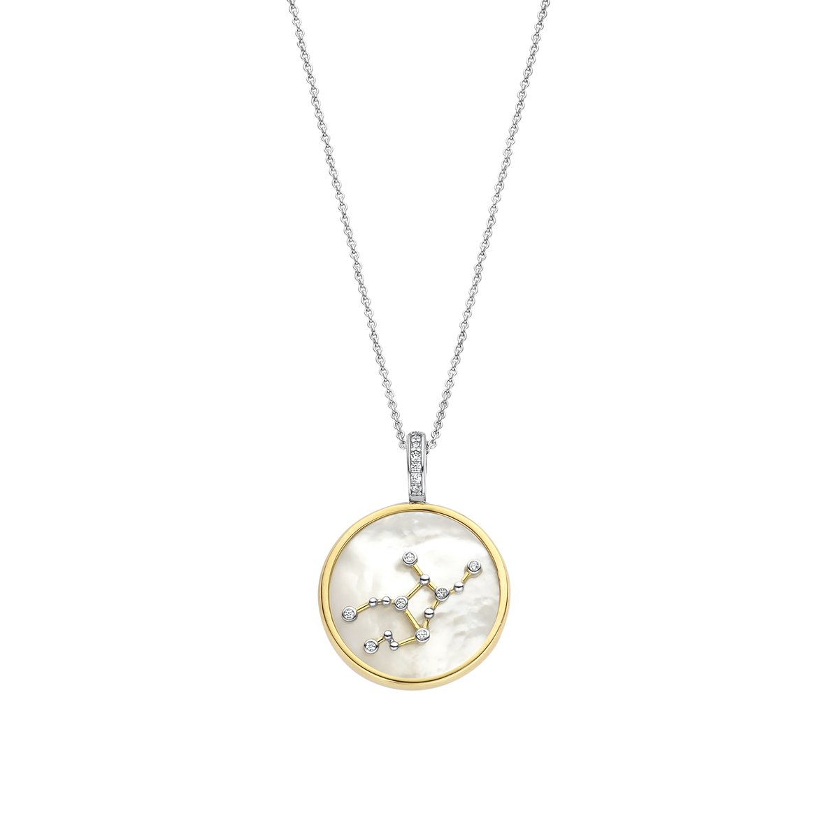 TI SENTO Dames Hanger - 925 zilver - Maagd - Parelmoer met geel verguld - 6826VI