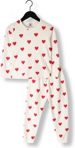 Petit Bateau Kinderpyjama van molton met hartjesprint Meisjes Pyjamaset - Rood - Maat 92/98