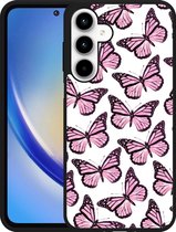 Cazy Hardcase Hoesje geschikt voor Samsung Galaxy A35 Roze Vlinders
