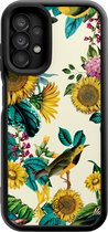 Casimoda® hoesje - Geschikt voor Samsung Galaxy A13 4G - Zonnebloemen / Bloemen - Zwart TPU Backcover - Bloemen - Groen