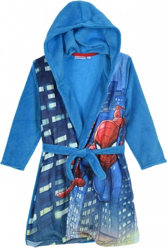 Peignoir Spiderman - polaire - robe de chambre - robe de chambre - duster - bleu - taille 98 cm - 3 ans