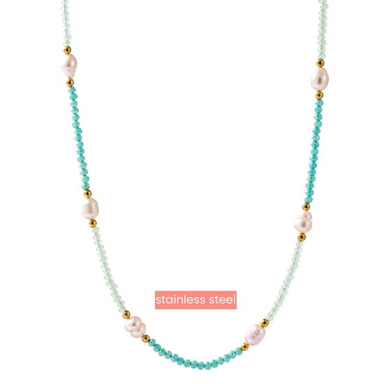 Go Dutch Label Collier pearl en beads Mint