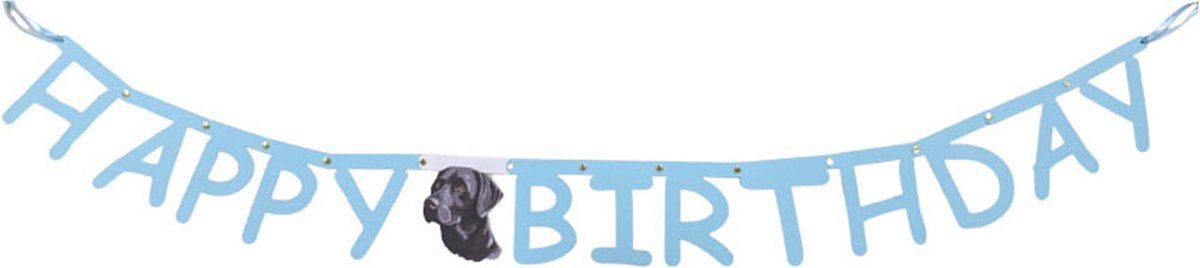 Happy Birthday letterslinger met Labrador Retriever, incl. zuignapjes