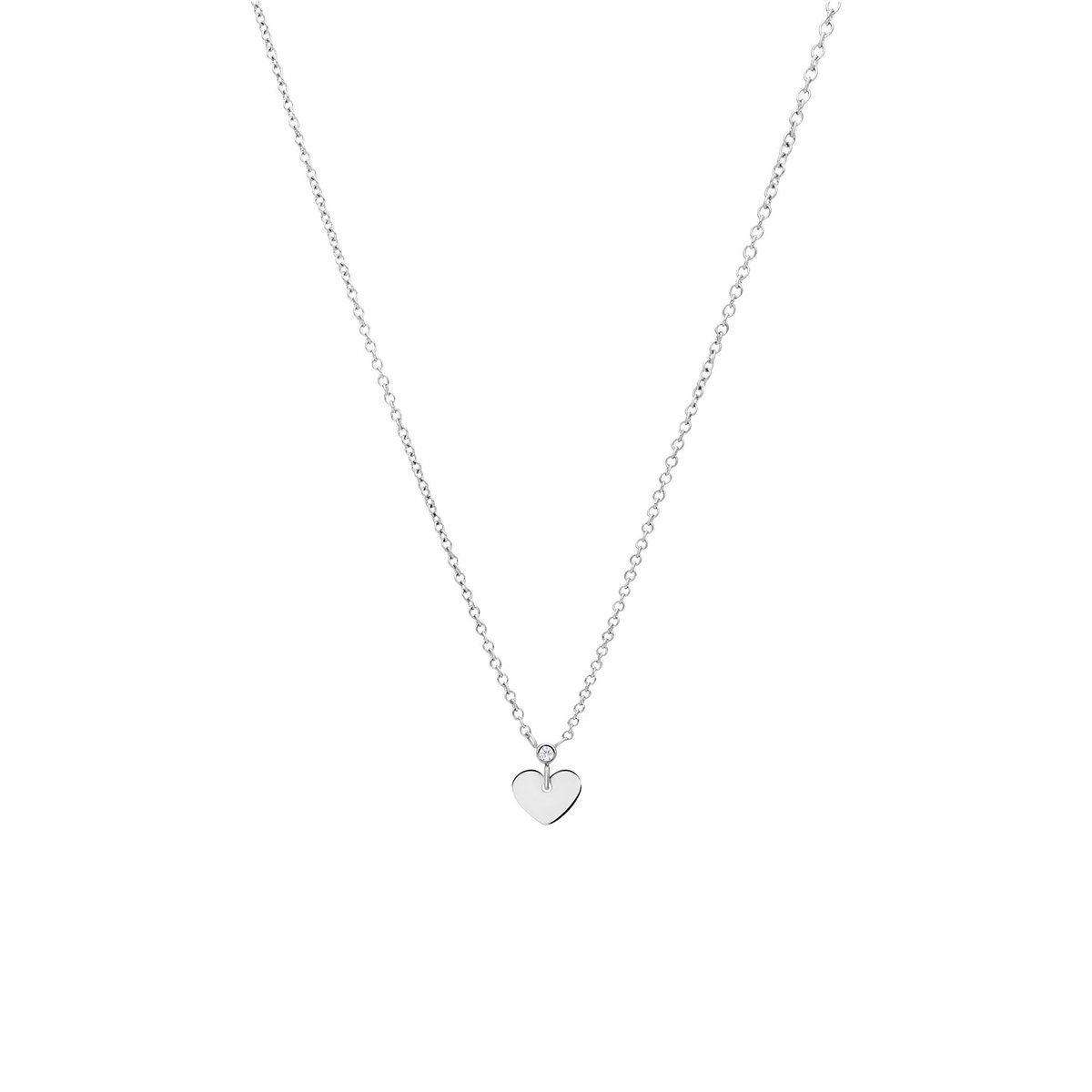 Lucardi Dames Stalen ketting met hart - Ketting - Staal - Zilverkleurig - 47 cm