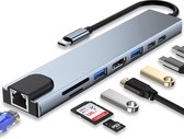 8-in-1 USB C Adapter met 4K HDMI, 100W PD, USB C-poort, USB 3.0, RJ45 Ethernet, SD/TF-Kaartlezer, Dockingstation Compatibel met MacBook Pro/Air USB C Laptop en Andere Type C Apparaten
