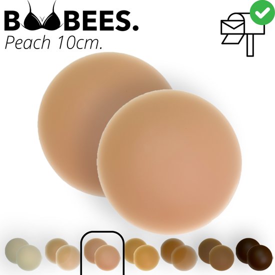 BOOBEES Cache-tétons - 10 cm - Peach - Teinte Rose - Grande Tasse - 100% Siliconen - Réutilisable et résistant à l'eau - Accessoire de soutien BH - Couvre-tétons discrets