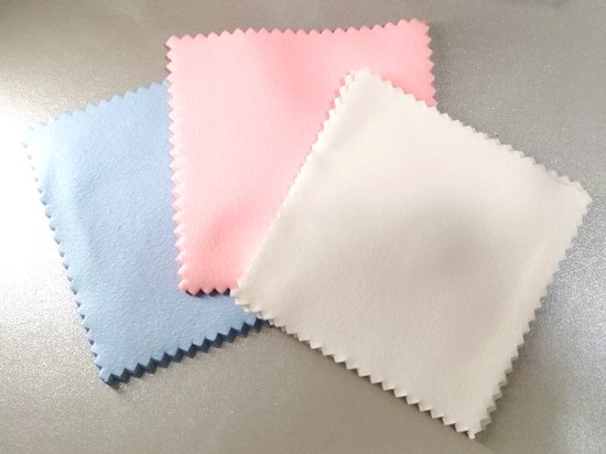 goede kwaliteit Zilver poetsdoekje - 3 stuks - kleur: 3 kleuren - blauw- roze-wit