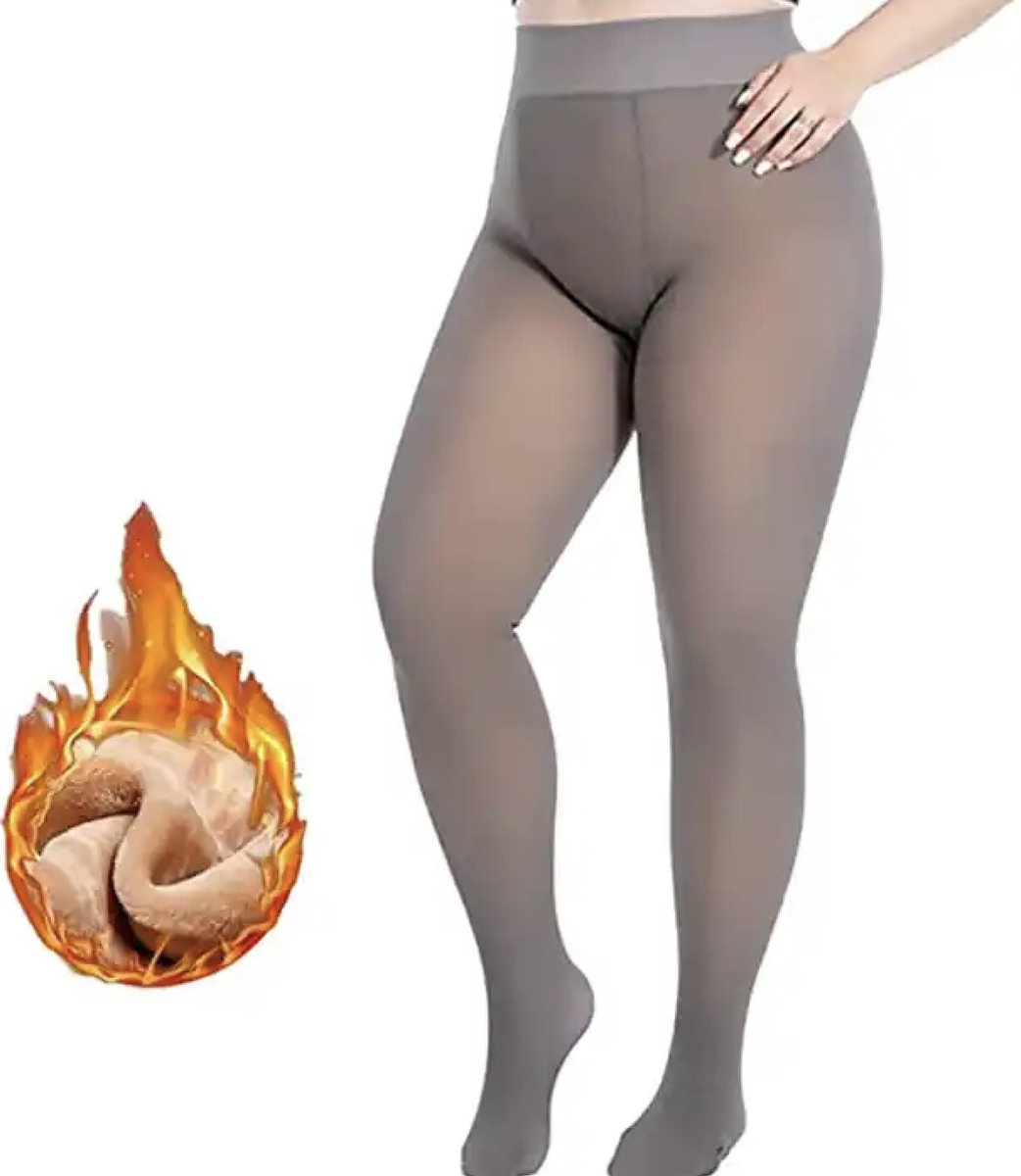 yerminbeauty- Fleece panty - Gevoerde panty - Thermo panty - fleece legging- Warme panty - grijs- L/XL
