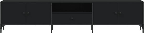 Meuble TV vidaXL - Meuble TV avec tiroir 200 x 25 x 44 cm, finition bois noir