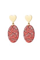 oorbellen - earrings - designer - koraalrood gemeleerd met wit - stainsless steel - stekertjes - moederdag - mam - cadeautip - luxe