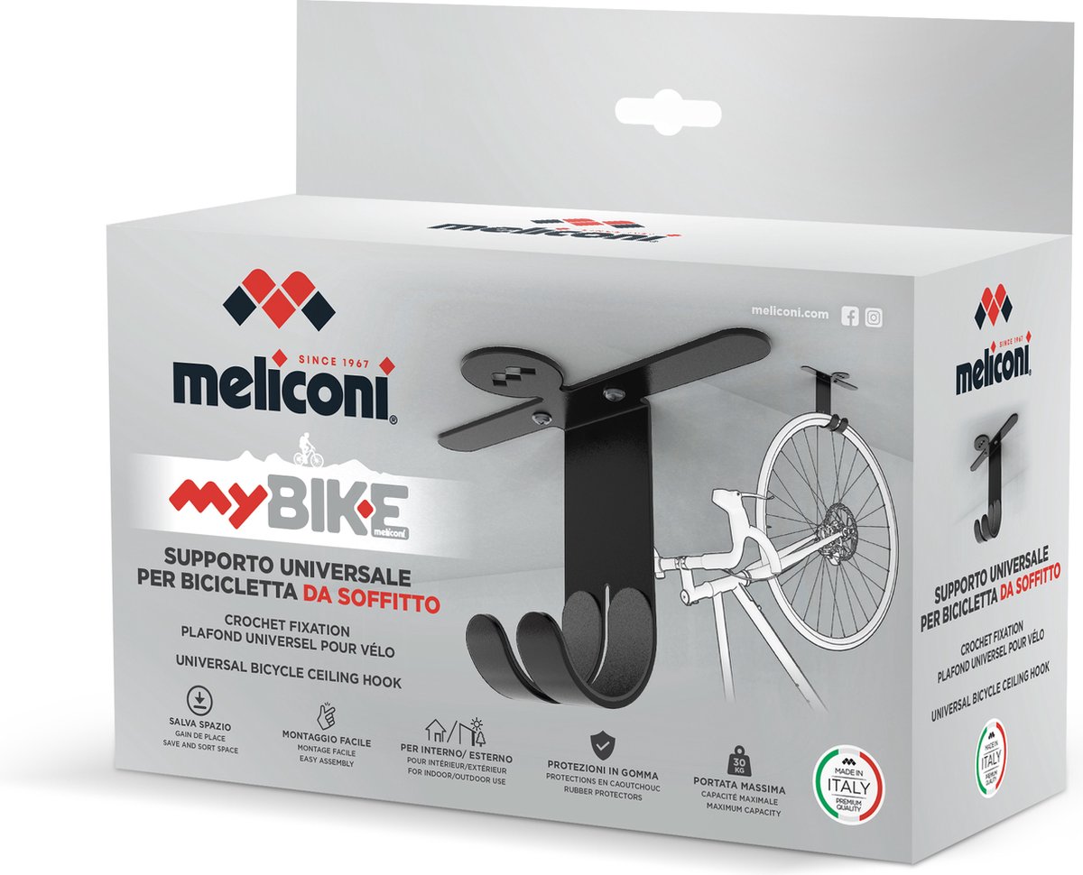 Meliconi 489004 Fietshouder/rek Fietsenrek voor buitenshuis Plafondgemonteerd Zwart
