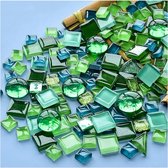200g gemengde kleur kristal mozaïek tegels, kleine mini mozaïek tegel DIY Hobby's kinderen handgemaakte Crystal Craft voor Craft badkamer keuken woondecoratie DIY kunst projecten (groene serie)