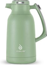 Vacuüm geïsoleerde koffiekan, 2 liter, roestvrij staal, thermoskan, drankdispenser voor warm en koud water (avocado groen)